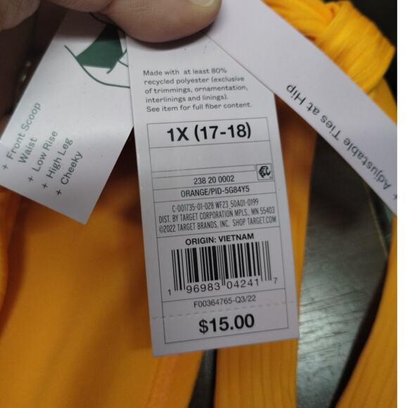 Wild Fable NWT Size Juniors 1X (17-18) Orange Low-Rise Cheeky Bikini Bottoms - Picture 6 of 7